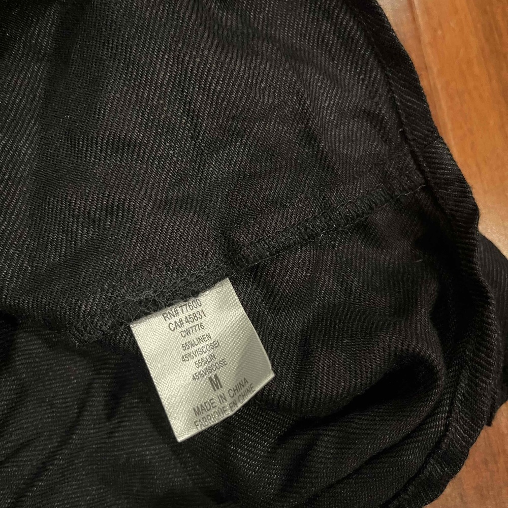 Chaser Black Linen Blend Dress Button Front Sleeveless Smock Bodice Size Medium - Picture 4 of 7